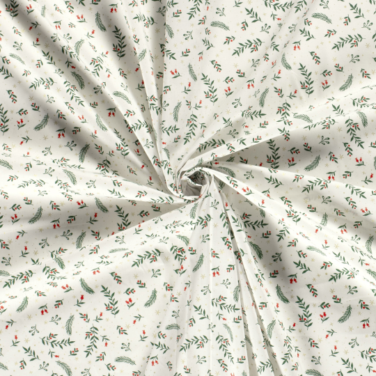 Popeline Coton – Motif Noël Branche De Houx — vue 6