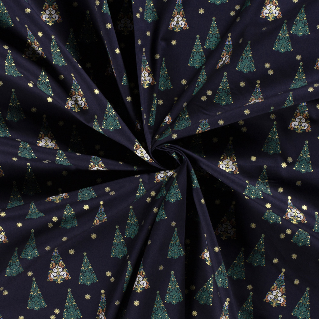 Popeline Coton – Motif Noël Sapins — vue 2