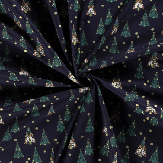 Popeline Coton – Motif Noël Sapins — vue 2
