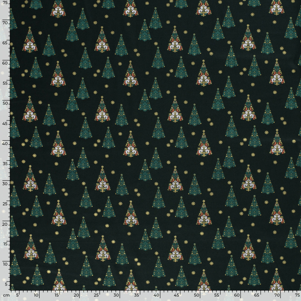 Popeline Coton – Motif Noël Sapins — vue 4