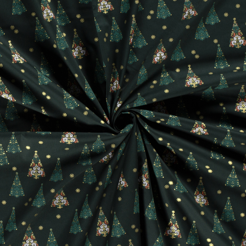 Popeline Coton – Motif Noël Sapins — vue 5