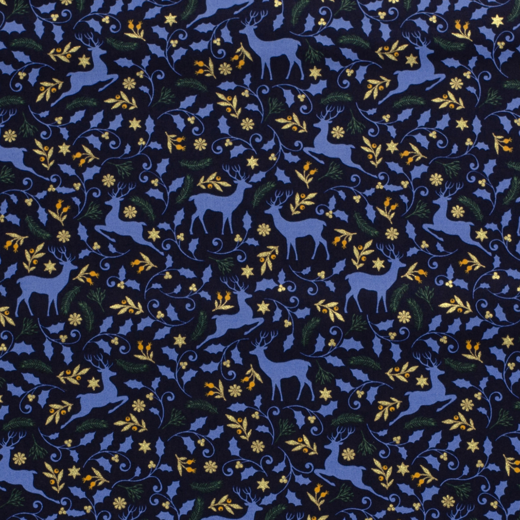 Popeline Coton – Motif Noël Cerf
