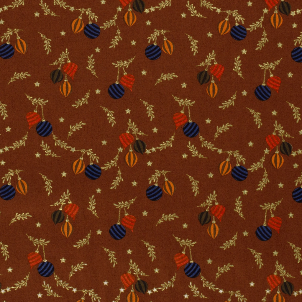 Popeline Coton – Motif Boules De Noël
