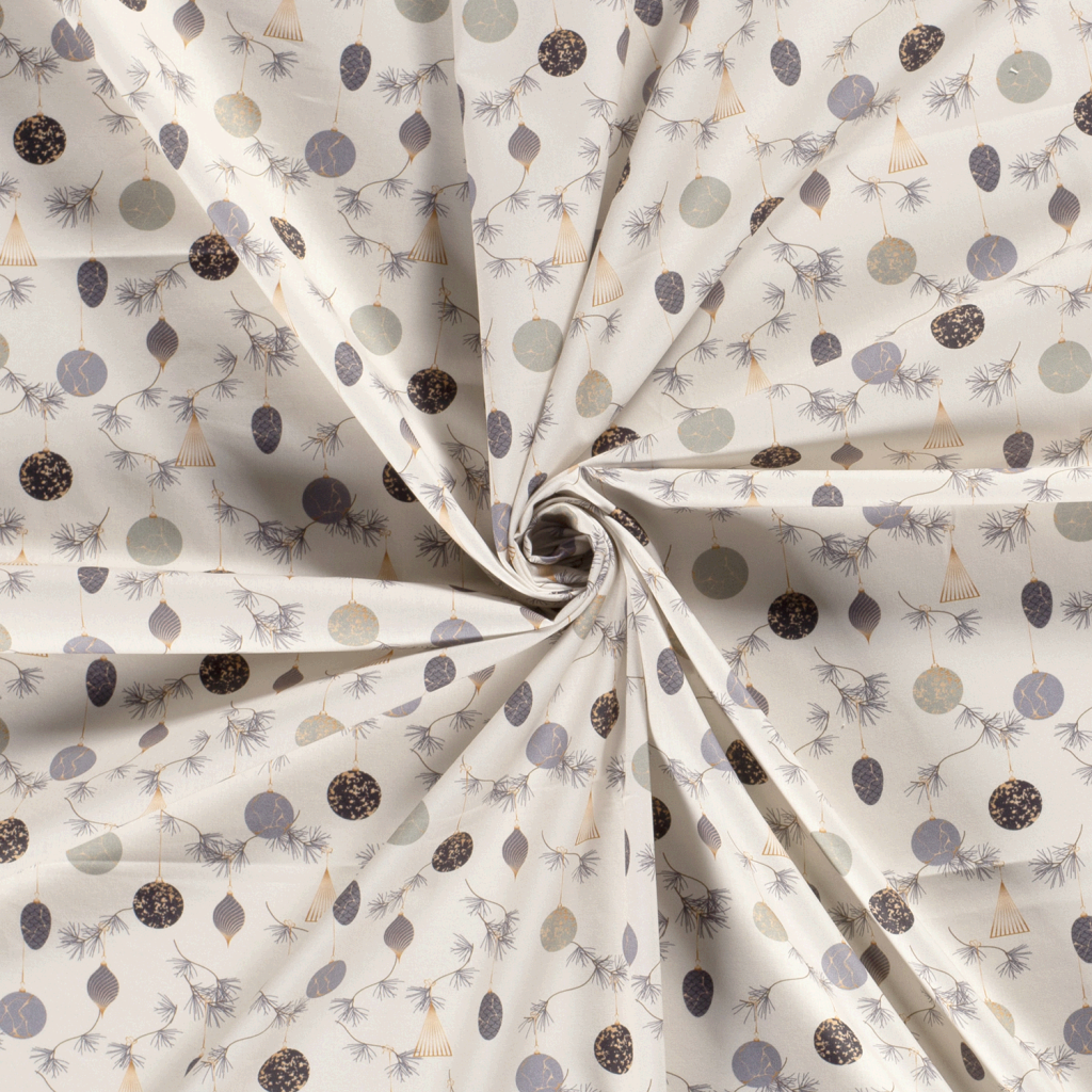 Popeline Coton – Motif Boules De Noël — vue 2