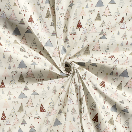 Popeline Coton – Motif Noël Sapins — vue 5