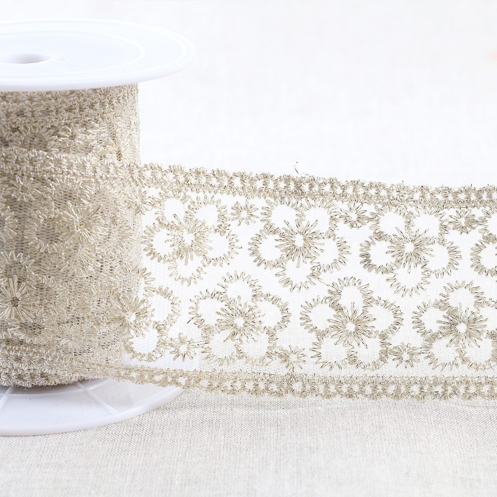 Broderie Métallique Sur Tulle 62Mm — vue 2