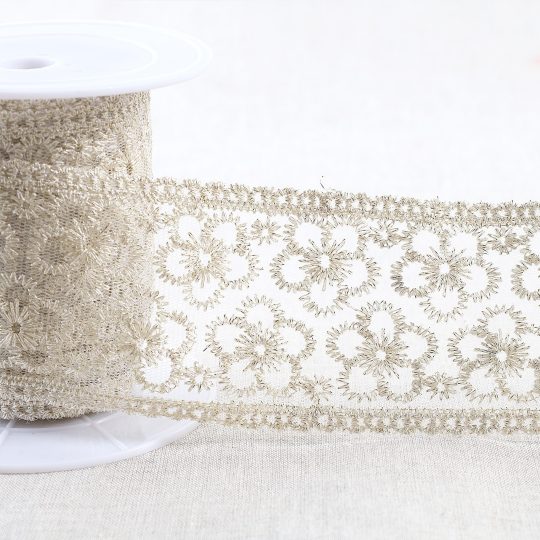 Broderie Métallique Sur Tulle 62Mm — vue 2