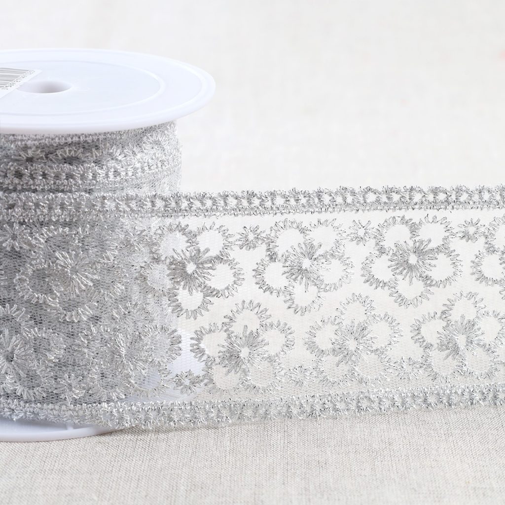 Broderie Métallique Sur Tulle 62Mm