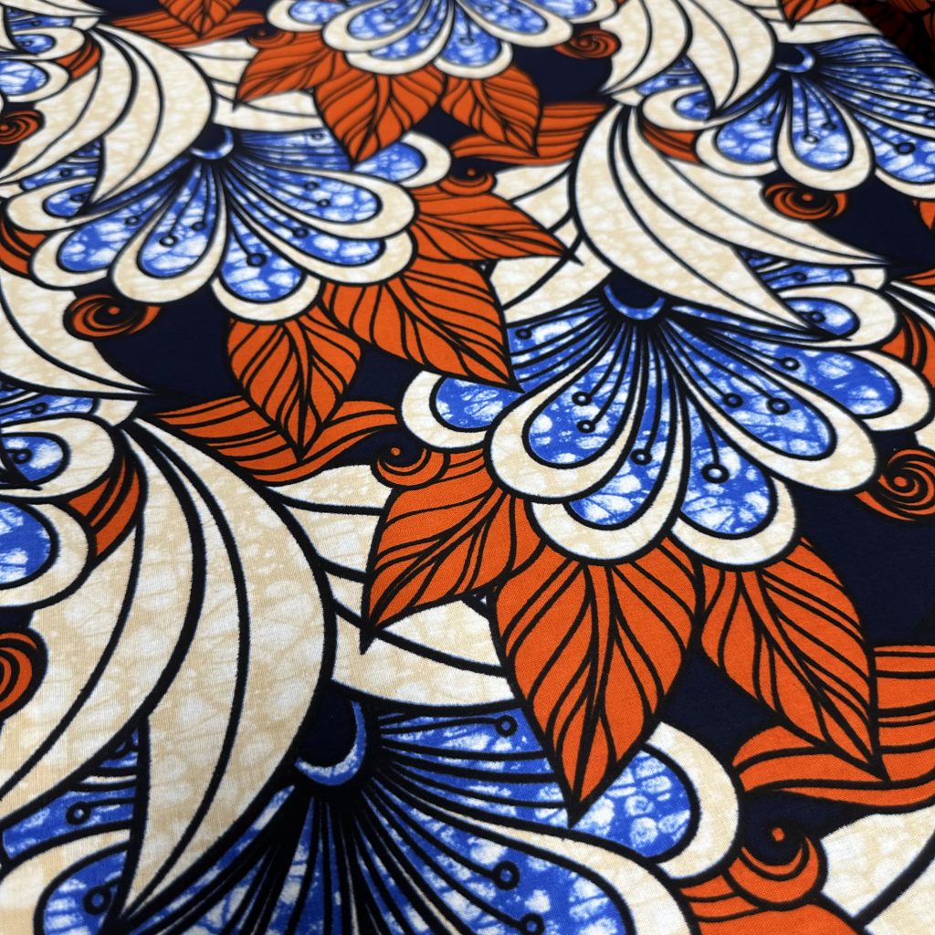 Tissu Africain Motif Floral Beige / Rouille — vue 3