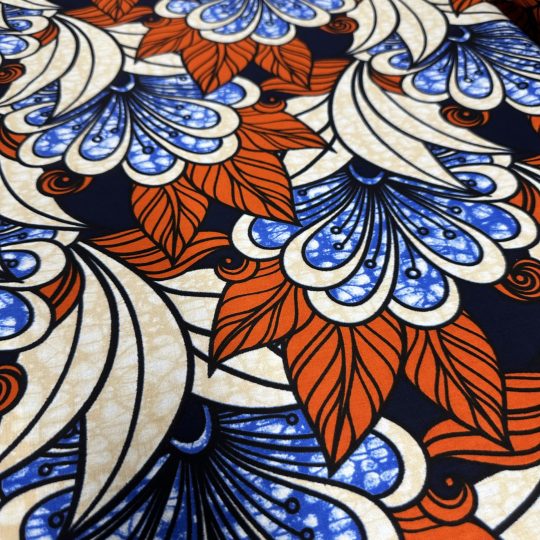 Tissu Africain Motif Floral Beige / Rouille — vue 3
