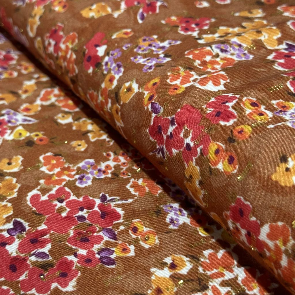 Tissu Viscose Lurex Habillement Fleuri