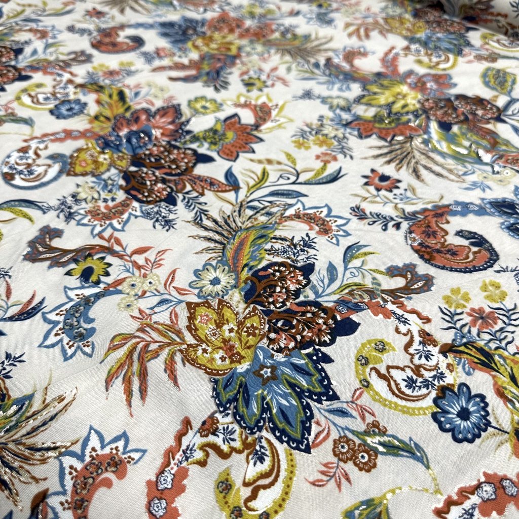 Tissu Viscose Lurex Habillement Fleuri — vue 3