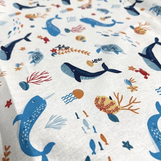 Tissu Coton Imprimé Baleine Tortue Et Narval — vue 4