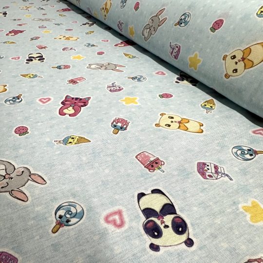 Popeline Coton – Pandas Et Lapins Glaces