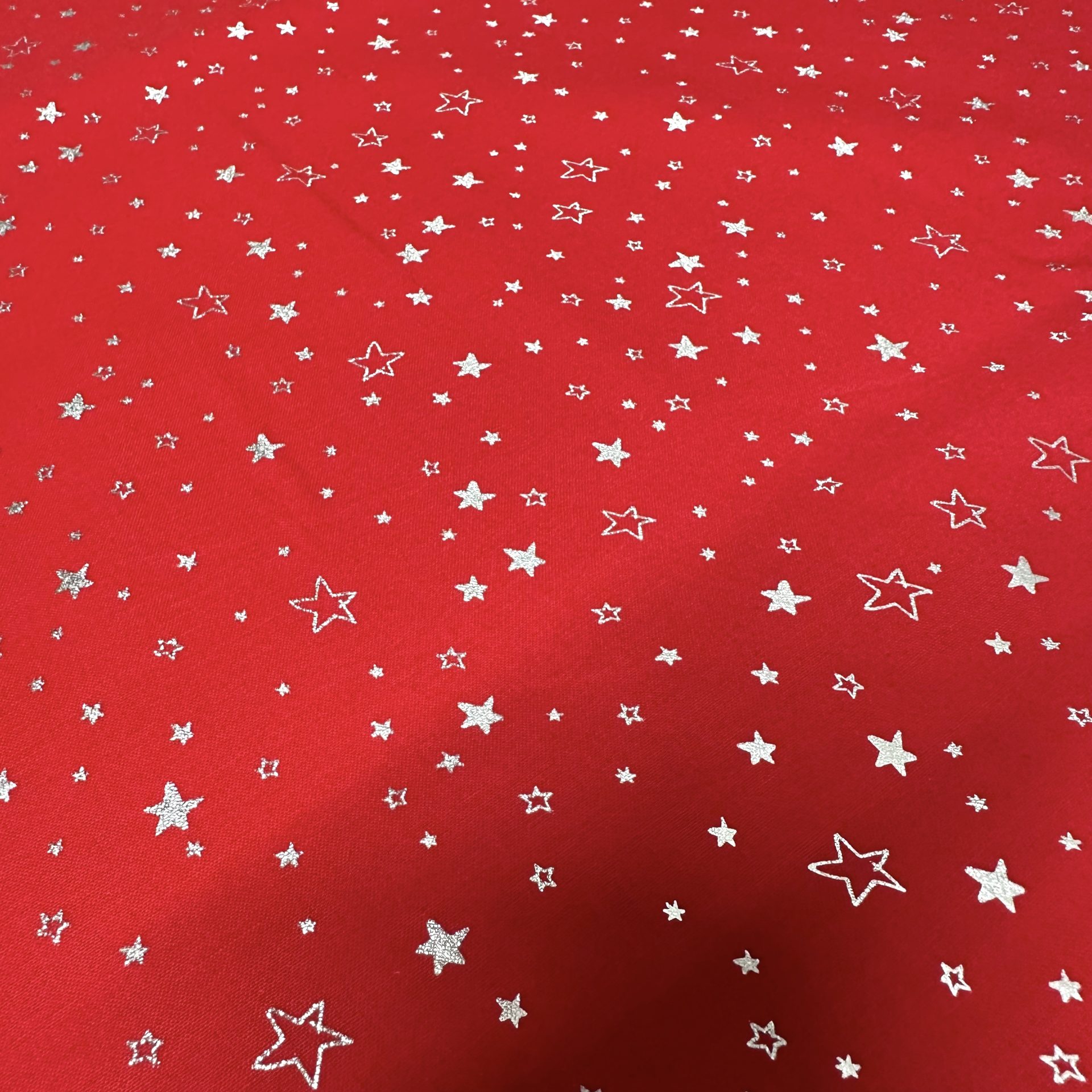 Popeline Coton – Motif Noël Étoiles Argentées — vue 2