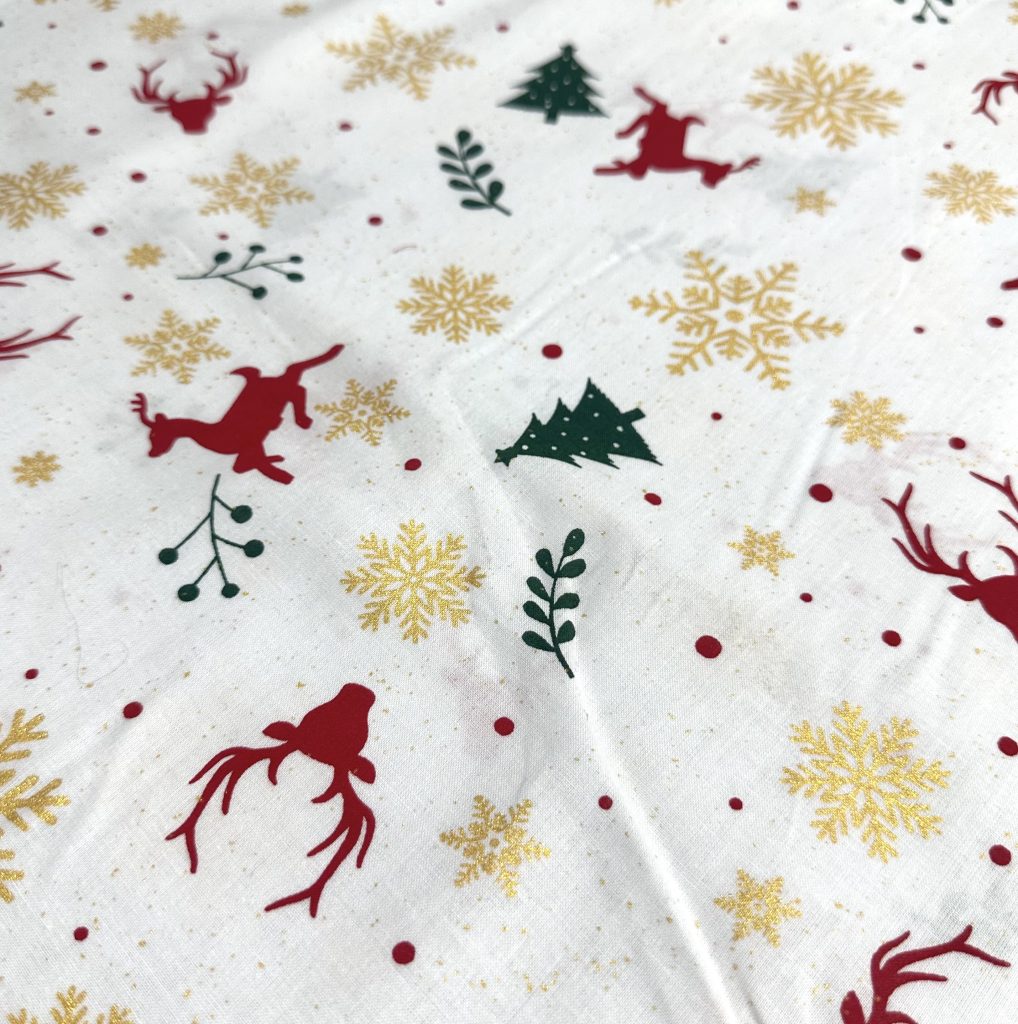 Popeline Coton – Motif Noël Cerf Et Sapins — vue 2