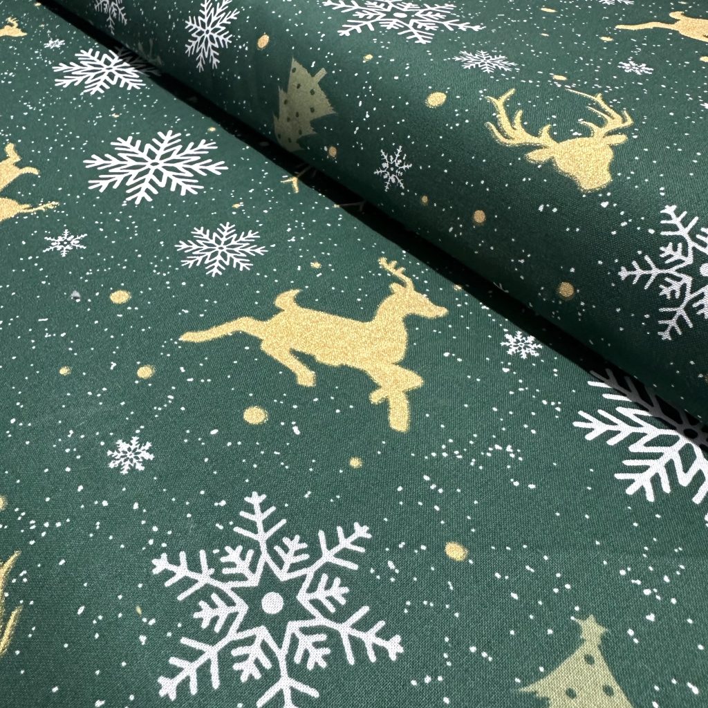 Popeline Coton – Motif Noël Cerf Et Sapins