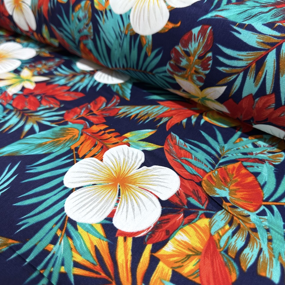 Fibrane Imprimée Motif Fleur De Tiarée Colorée