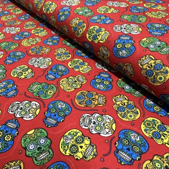 Popeline Coton – Motif Tête De Mort Mexicaine