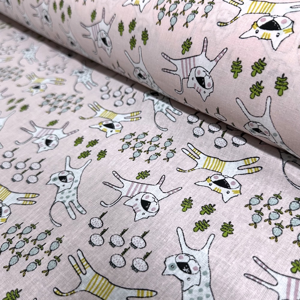 Popeline Coton – Chats Roses