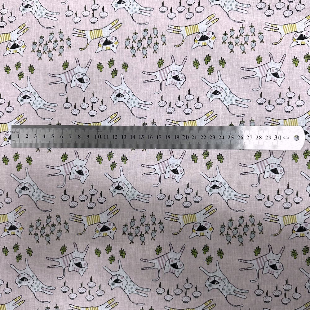 Popeline Coton – Chats Roses — vue 4