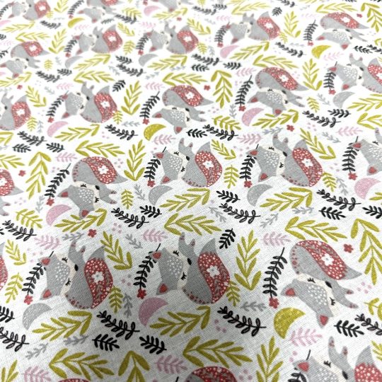 Popeline Coton – Motif Renard Floral — vue 2