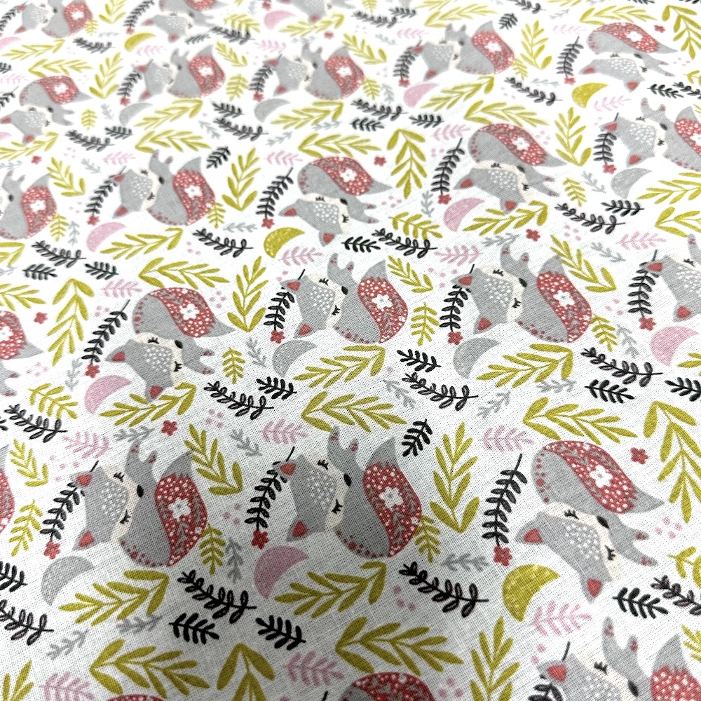 Popeline Coton – Motif Renard Floral — vue 2