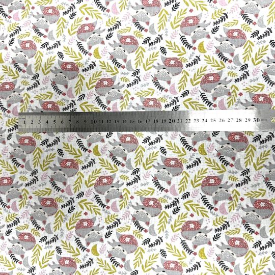 Popeline Coton – Motif Renard Floral — vue 4