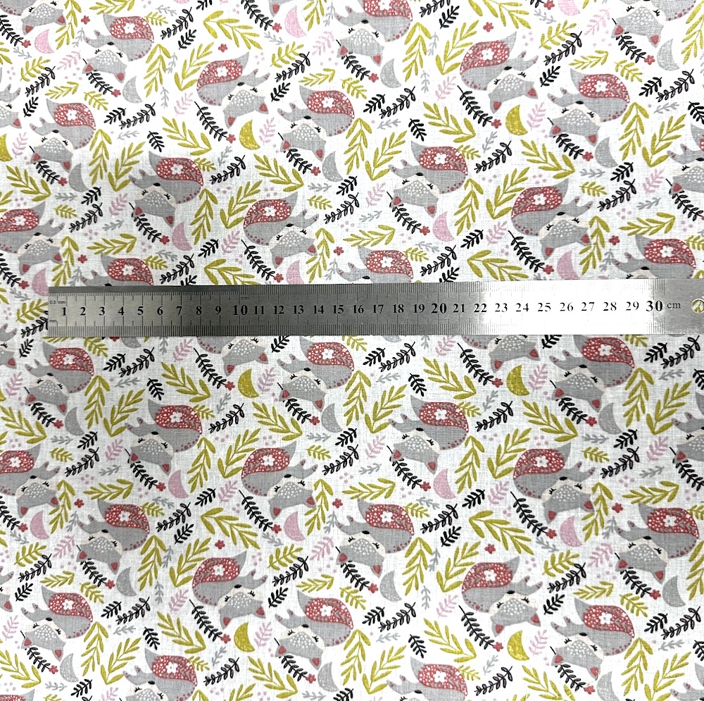 Popeline Coton – Motif Renard Floral — vue 4