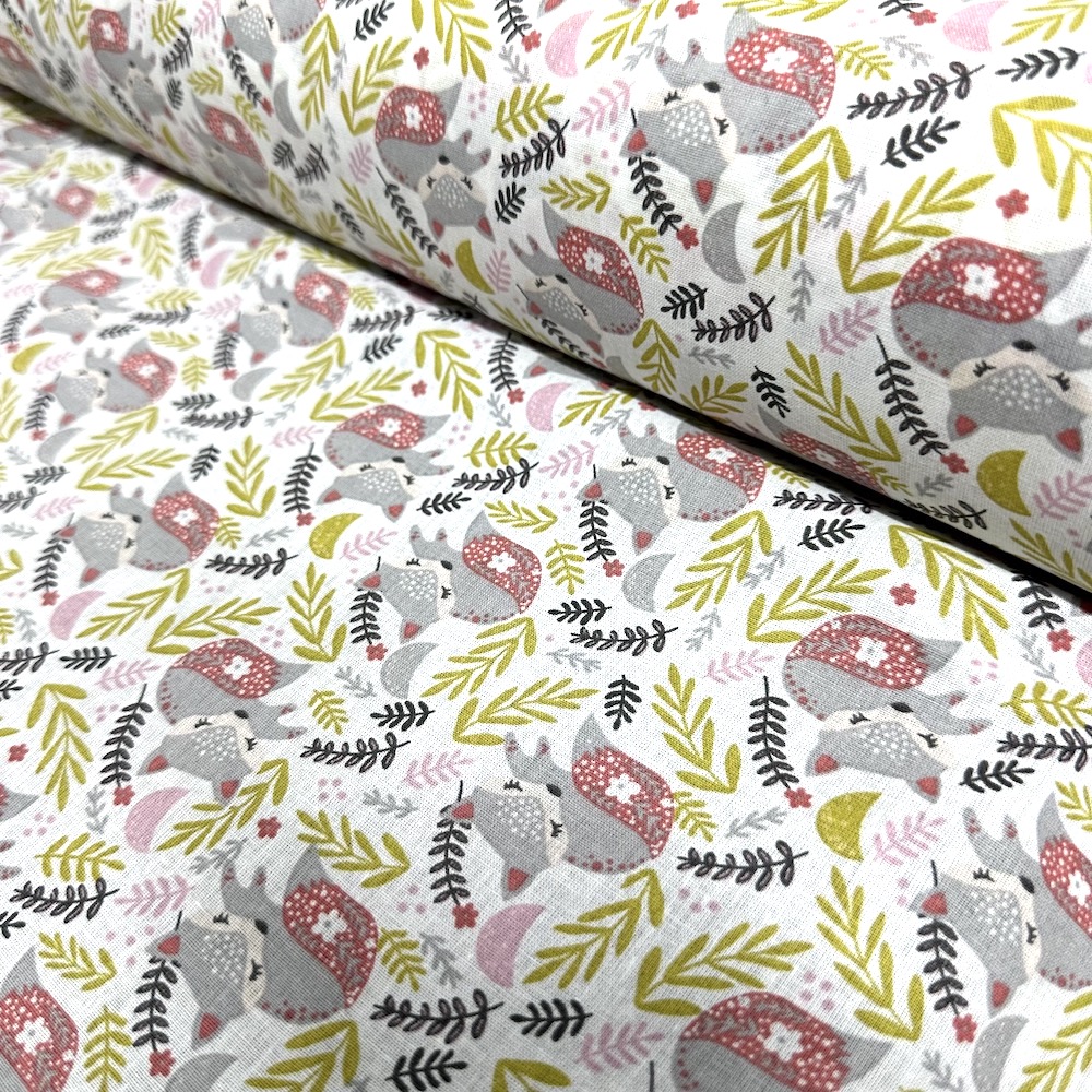 Popeline Coton – Motif Renard Floral
